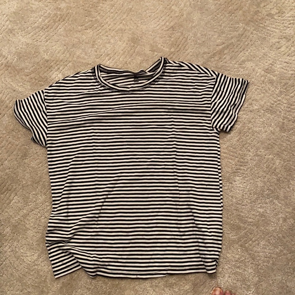 Me to We black and white striped t shirt